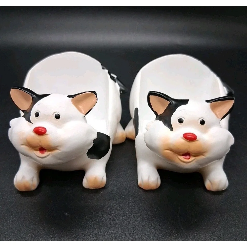 (2) Cat Planters Ceramic Stoneware Garden Kitten Succulent Plant Container